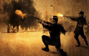 Soldier firing  a rifle