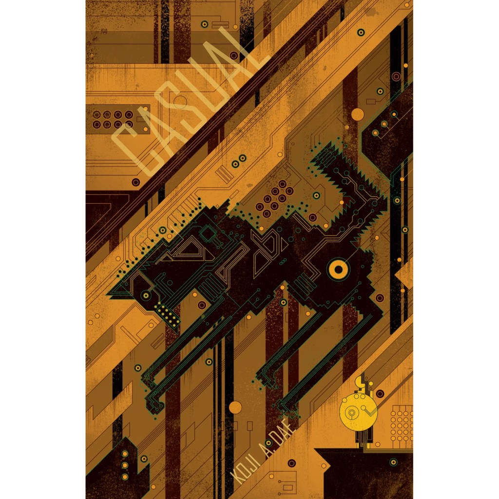 Book cover for Casual which has an abstract design resembling a circuit board.