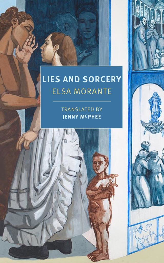 Cover of Lies and Sorcery. It’s mostly blue tones with two women whispering to each other, while several other people go about their business around them. 